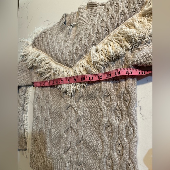 Amur Ulla Fringe Sweater Wool Size Medium Oatmeal - Picture 6 of 7